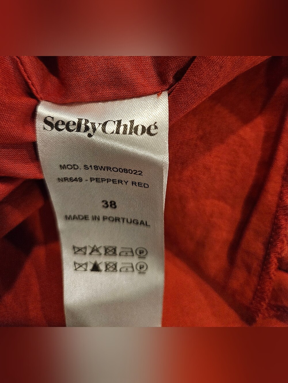 See By Chloé Rust Red Sleeveless Ruffle Dress - Picture 8 of 8